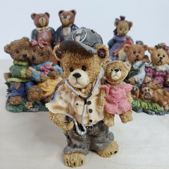 Teddies Teddy Bear Figurine Collection Lot of 11 Assorted Bears Situations - Picture 10 of 12